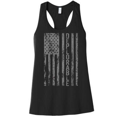 Deplorable United States of America USA Vintage Flag Women's Racerback Tank