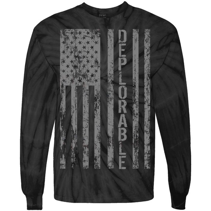 Deplorable United States of America USA Vintage Flag Tie-Dye Long Sleeve Shirt