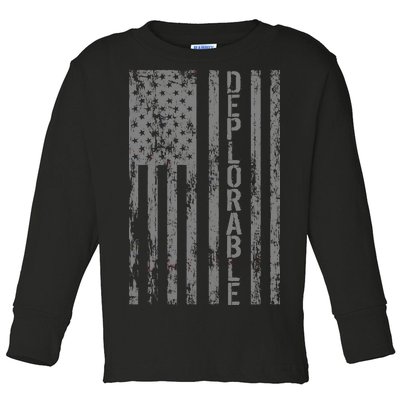 Deplorable United States of America USA Vintage Flag Toddler Long Sleeve Shirt