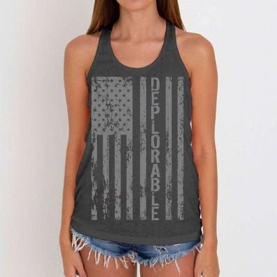 Deplorable United States of America USA Vintage Flag Women's Knotted Racerback Tank