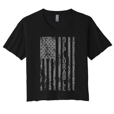 Deplorable United States of America USA Vintage Flag Women's Crop Top Tee