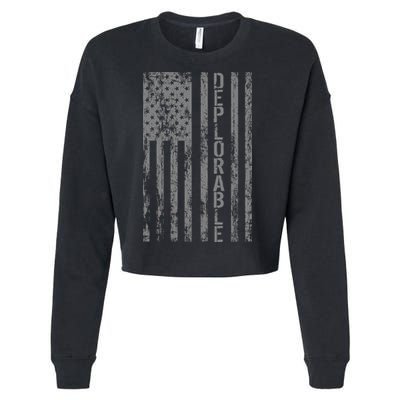 Deplorable United States of America USA Vintage Flag Cropped Pullover Crew
