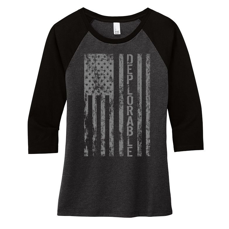 Deplorable United States of America USA Vintage Flag Women's Tri-Blend 3/4-Sleeve Raglan Shirt