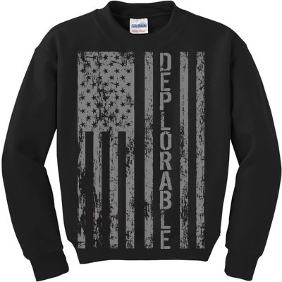 Deplorable United States of America USA Vintage Flag Kids Sweatshirt