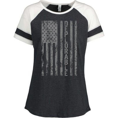 Deplorable United States of America USA Vintage Flag Enza Ladies Jersey Colorblock Tee