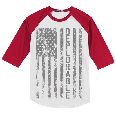 Deplorable United States of America USA Vintage Flag Kids Colorblock Raglan Jersey