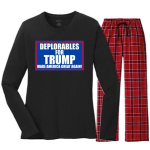 Deplorables For Trump Make America Great Again Women's Long Sleeve Flannel Pajama Set 