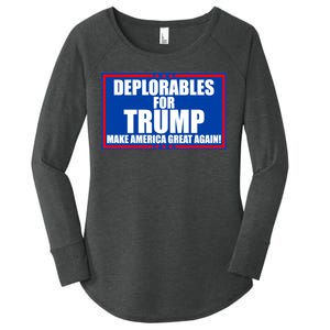 Deplorables For Trump Make America Great Again Women's Perfect Tri Tunic Long Sleeve Shirt