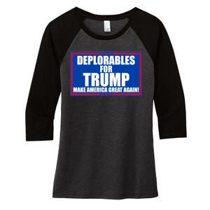 Deplorables For Trump Make America Great Again Women's Tri-Blend 3/4-Sleeve Raglan Shirt