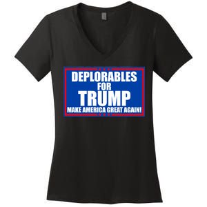 Deplorables For Trump Make America Great Again Women's V-Neck T-Shirt