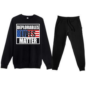 Deplorables Lives Matter USA Vote Trump 2020 Premium Crewneck Sweatsuit Set