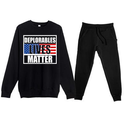 Deplorables Lives Matter USA Vote Trump 2020 Premium Crewneck Sweatsuit Set