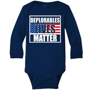 Deplorables Lives Matter USA Vote Trump 2020 Baby Long Sleeve Bodysuit