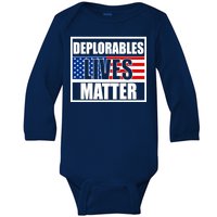 Deplorables Lives Matter USA Vote Trump 2020 Baby Long Sleeve Bodysuit