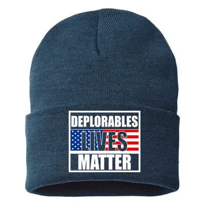 Deplorables Lives Matter USA Vote Trump 2020 Sustainable Knit Beanie