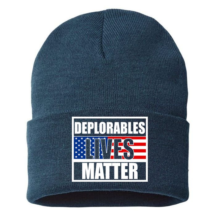 Deplorables Lives Matter USA Vote Trump 2020 Sustainable Knit Beanie