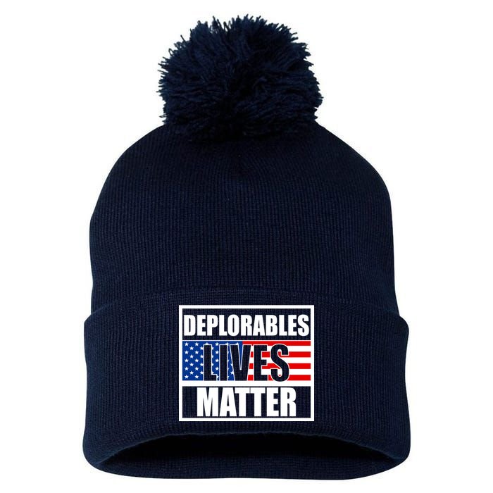 Deplorables Lives Matter USA Vote Trump 2020 Pom Pom 12in Knit Beanie