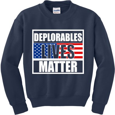Deplorables Lives Matter USA Vote Trump 2020 Kids Sweatshirt