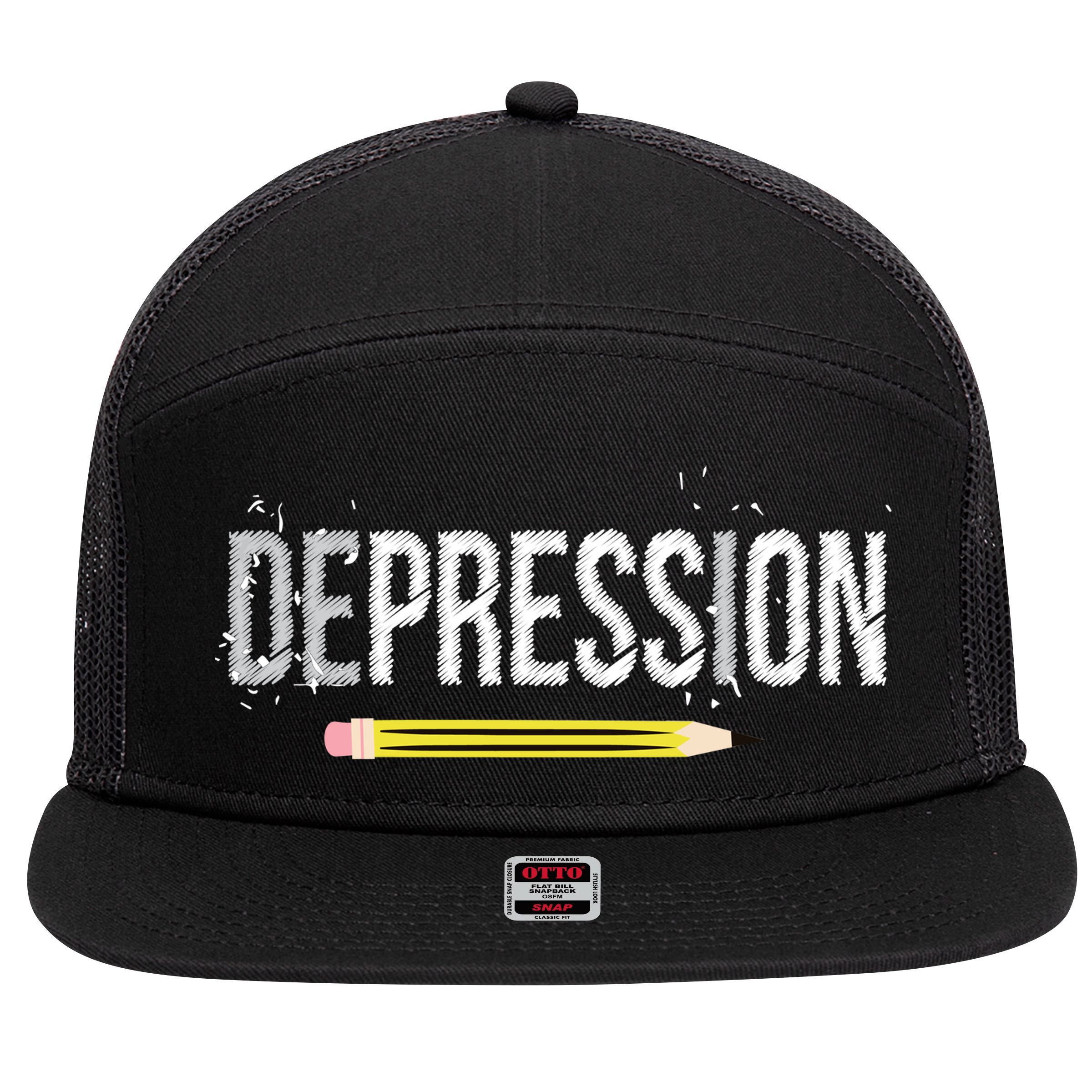 Depression Pencil 7 Panel Mesh Trucker Snapback Hat