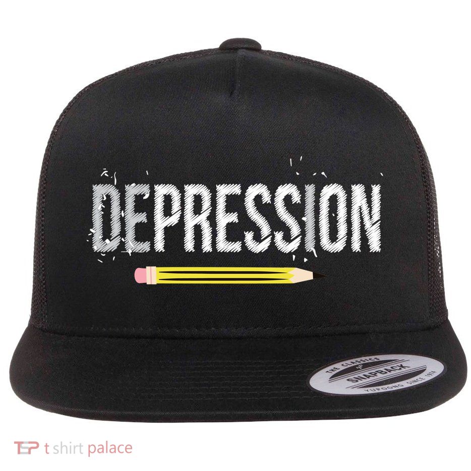 Depression Pencil Flat Bill Trucker Hat