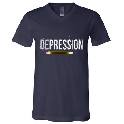 Depression Pencil V-Neck T-Shirt