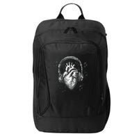 Dark Edgy Realistic Heart With Headphone Gothic Rock Cute Gift City Backpack