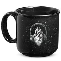 Dark Edgy Realistic Heart With Headphone Gothic Rock Cute Gift 15oz Campfire Ceramic Mug