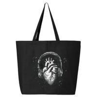 Dark Edgy Realistic Heart With Headphone Gothic Rock Cute Gift 25L Jumbo Tote