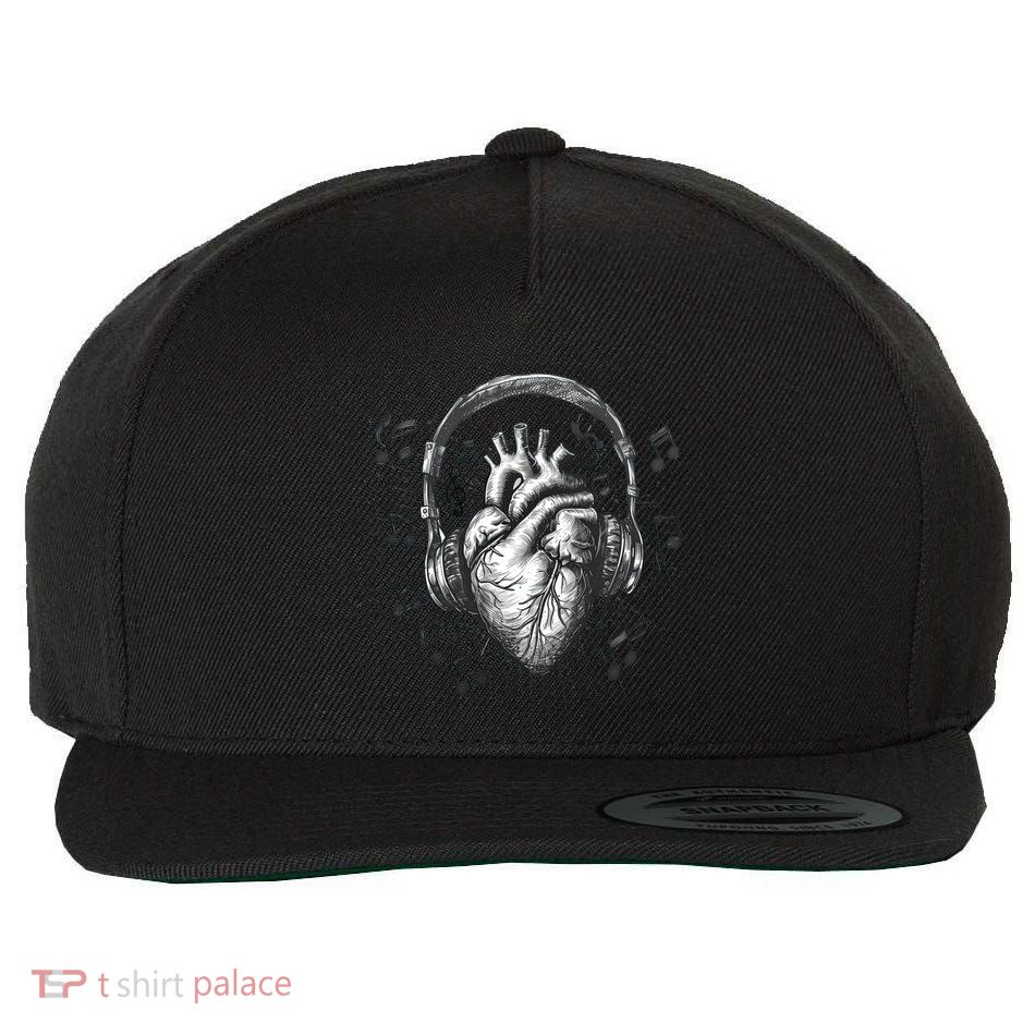 Dark Edgy Realistic Heart With Headphone Gothic Rock Cute Gift Wool Snapback Cap