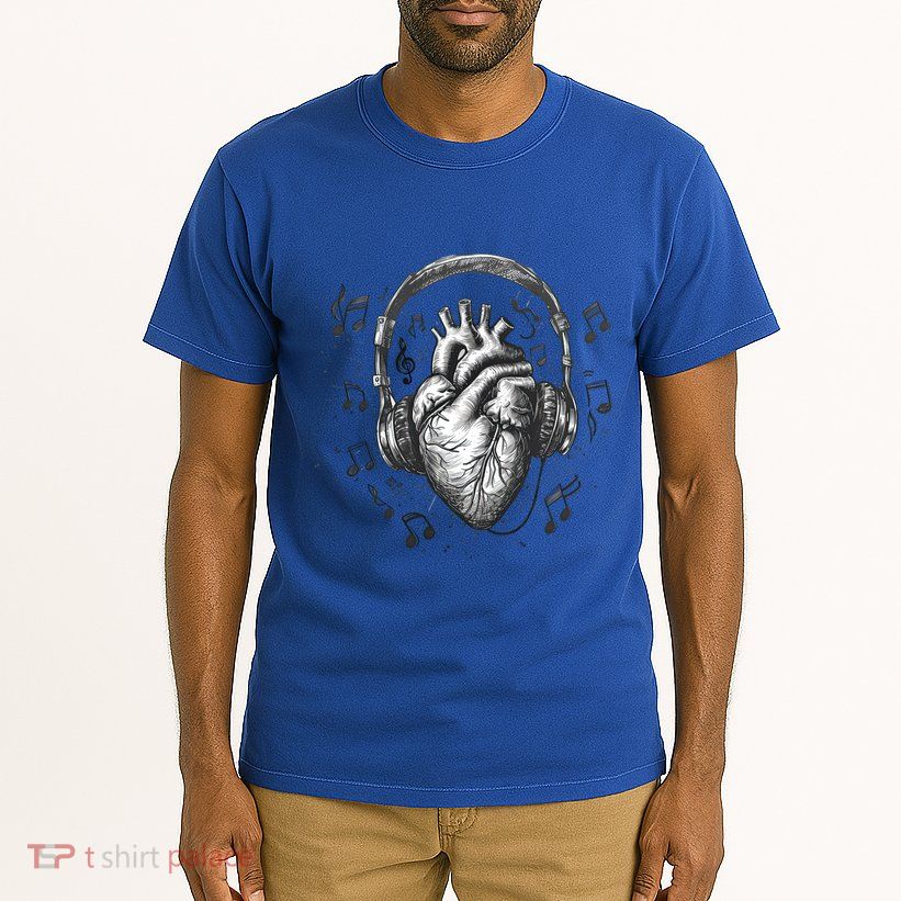 Dark Edgy Realistic Heart With Headphone Gothic Rock Cute Gift Tall T-Shirt