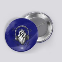 Dark Edgy Realistic Heart With Headphone Gothic Rock Cute Gift Button