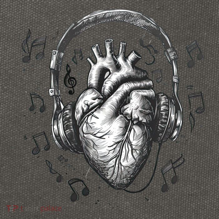 Dark Edgy Realistic Heart With Headphone Gothic Rock Cute Gift Cotton Canvas Backpack