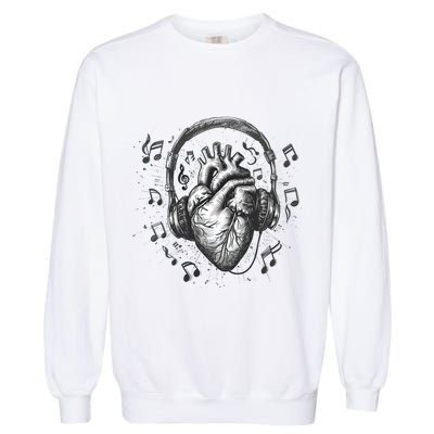 Dark Edgy Realistic Heart With Headphone Gothic Rock Cute Gift Garment-Dyed Sweatshirt