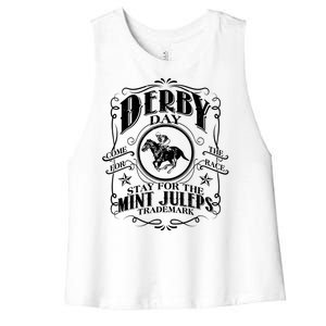 Derby Day Come For The Race Stay For The Mint Juleps Women's Racerback Cropped Tank