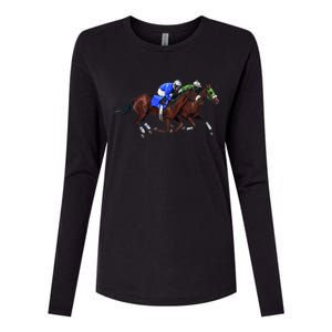 Derby Horse Racing Womens Cotton Relaxed Long Sleeve T-Shirt