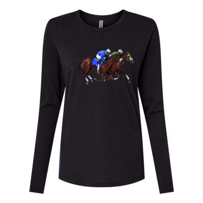 Derby Horse Racing Womens Cotton Relaxed Long Sleeve T-Shirt