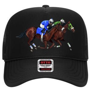 Derby Horse Racing High Crown Mesh Back Trucker Hat