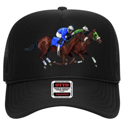 Derby Horse Racing High Crown Mesh Back Trucker Hat