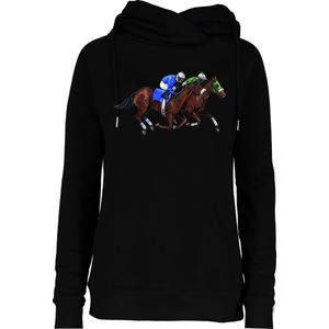 Derby Horse Racing Womens Funnel Neck Pullover Hood