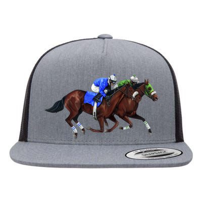 Derby Horse Racing Flat Bill Trucker Hat