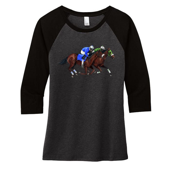 Derby Horse Racing Women's Tri-Blend 3/4-Sleeve Raglan Shirt