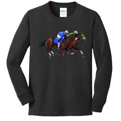 Derby Horse Racing Kids Long Sleeve Shirt