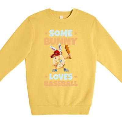 Dabbing Easter Some Bunny Loves Baseball Rabbit Cap Egg Gift Premium Crewneck Sweatshirt