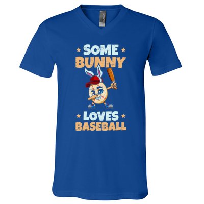 Dabbing Easter Some Bunny Loves Baseball Rabbit Cap Egg Gift V-Neck T-Shirt