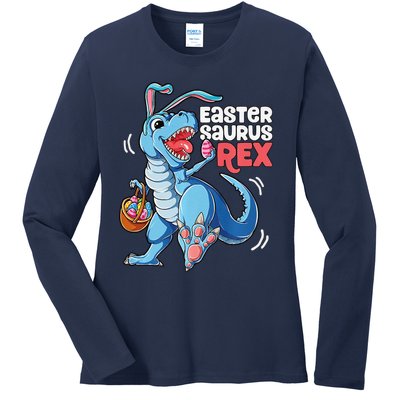 Dinosaur Easter Saurus T Rex Bunny Gifts Egg Premium Ladies Long Sleeve Shirt