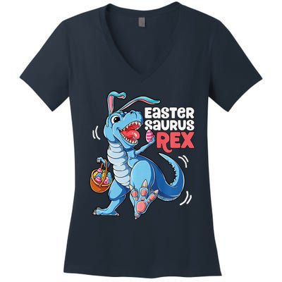 Dinosaur Easter Saurus T Rex Bunny Gifts Egg Premium Women's V-Neck T-Shirt