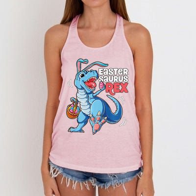 Dinosaur Easter Saurus T Rex Bunny Gifts Egg Premium Women's Knotted Racerback Tank