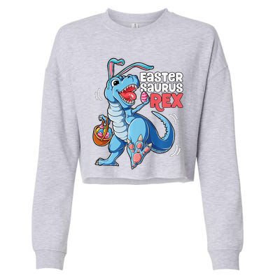 Dinosaur Easter Saurus T Rex Bunny Gifts Egg Premium Cropped Pullover Crew