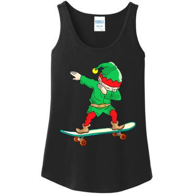 Dabbing Elf Skateboarding Boys Skateboarder Christmas Ladies Essential Tank