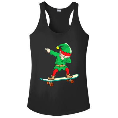 Dabbing Elf Skateboarding Boys Skateboarder Christmas Ladies PosiCharge Competitor Racerback Tank